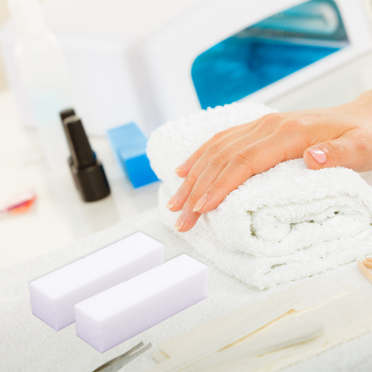 Nail Art Natural - 10 Stück Vierseitige Nagelfeile, Polierblock, Schleifschwamm