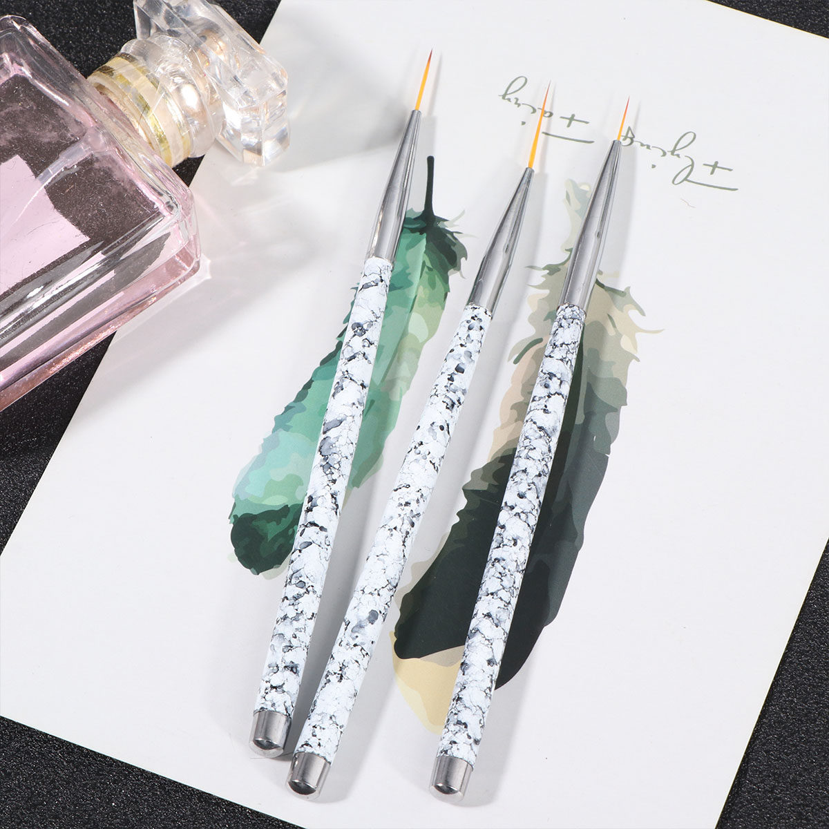 Nail Art Natural - 3-teiliges Nail-Art Pinsel-Set Feine Liner-Pinsel mit