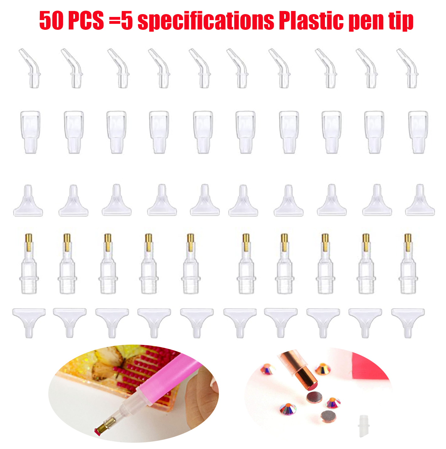 Nail Art Painting - 50 Stück Diamantmalerei-Stiftspitzen, Multi-Placer-Köpfe und Spitzen