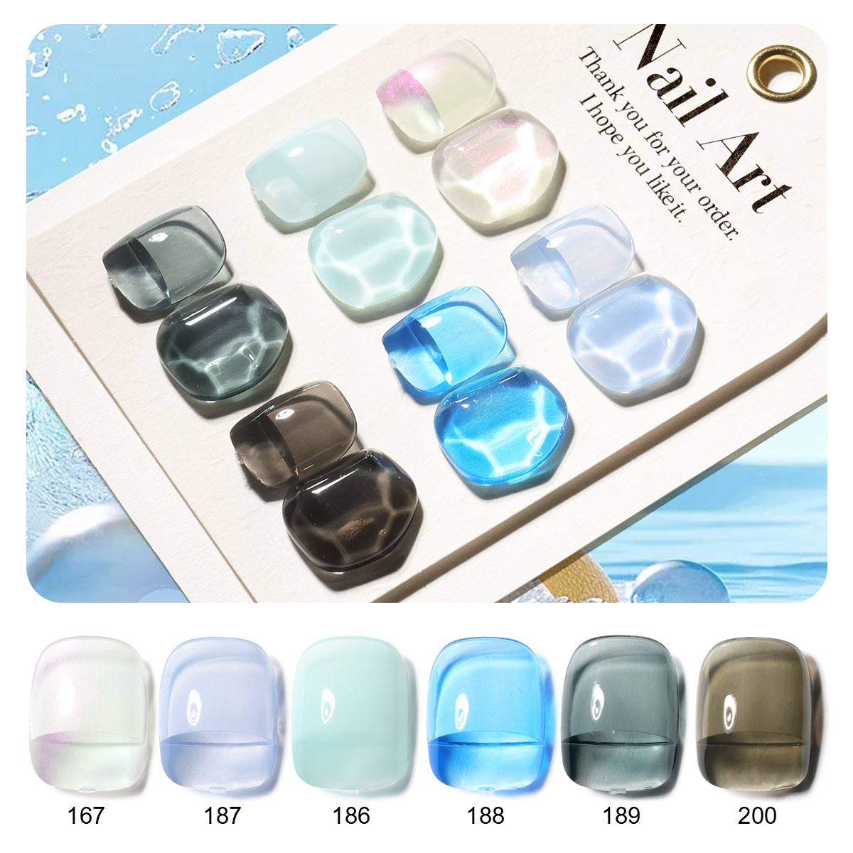 Nail Art Full Color - LIMEGIRL 6-teiliges Gel-Nagellack-Set Transparenter Blauer Vernis