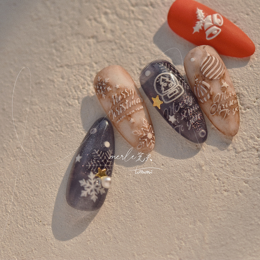 5d Relief reinweiß frohe Weihn – Nail Art Xmas Bewertung und Preis