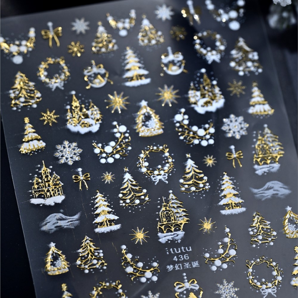 5D geprägte Gold Schloss/Girla – Nail Art Xmas Bewertung und Preis