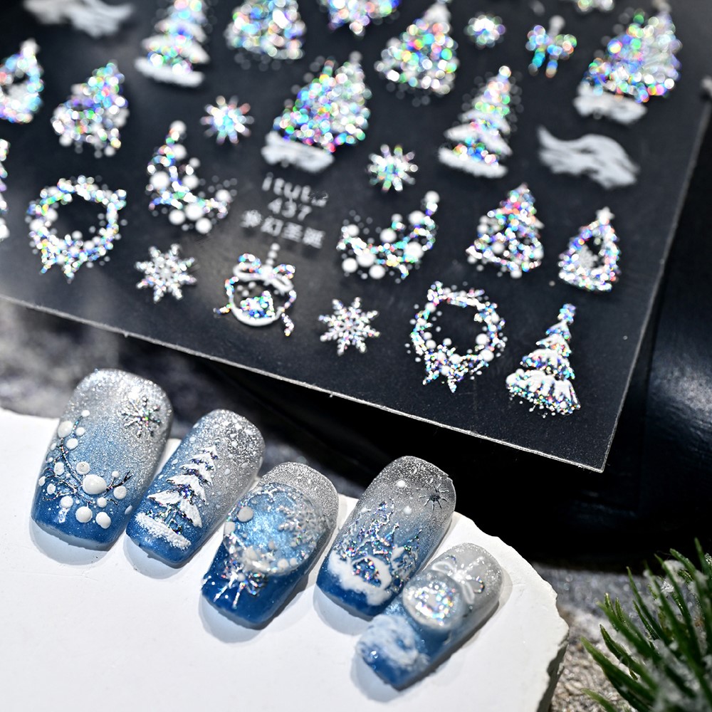 5D geprägte Gold Schloss/Girla – Nail Art Xmas Bewertung und Preis